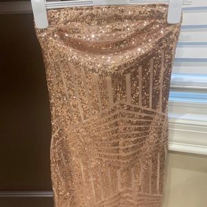 Rose gold sequin body con dress